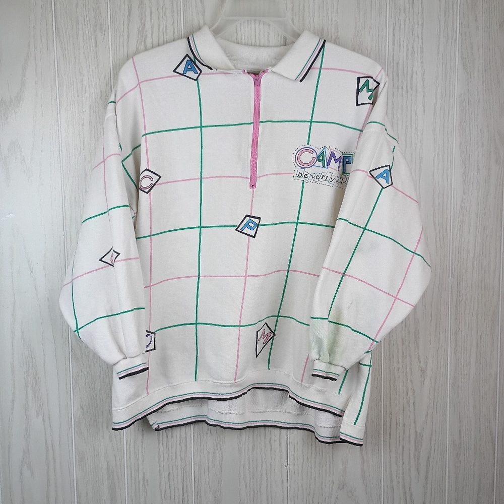 Vintage Camp Beverly Hills Women’s Sweatshirt Boxy  Retrp 80s Preppy XL?